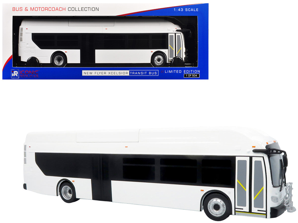 New Flyer Xcelsior Transit Bus Bank White "The Bus & Motorcoach Collection" Limited Edition to 504 Pieces Worldwide 1/43 Model by Iconic Replicas LuxuryLifeWay Online Store