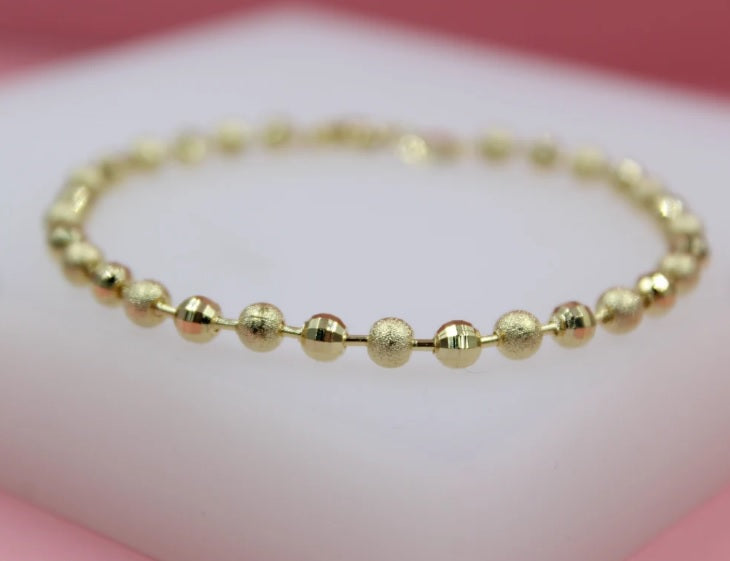 18K Gold Filled Shiny Textured Ball Bracelet (I441) LuxuryLifeWay Online Store