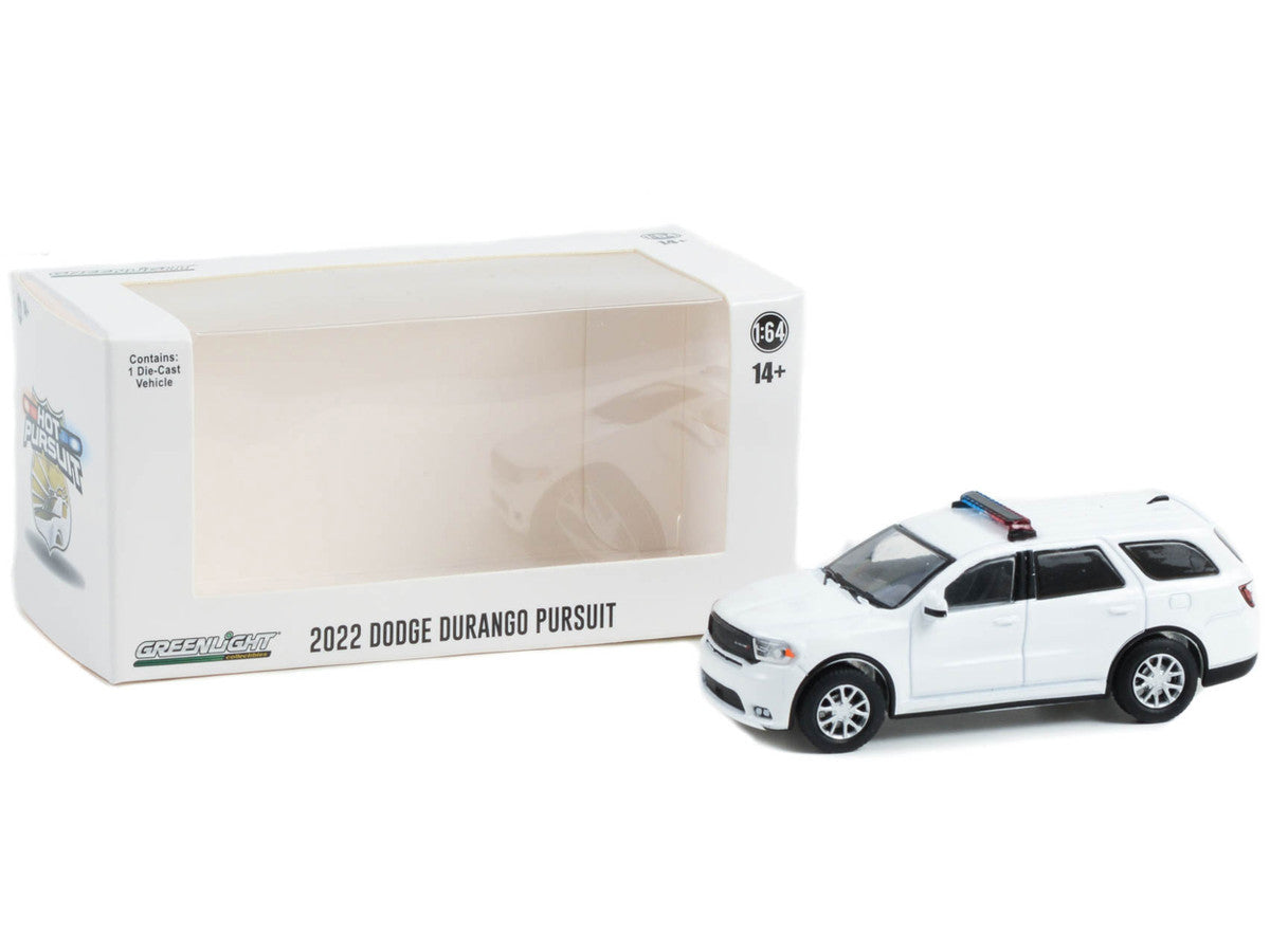 2022 Dodge Durango Pursuit Police Car with Lights White "Hot Pursuit" "Hobby Exclusive" Series 1/64 Diecast Model Car by Greenlight LuxuryLifeWay Online Store