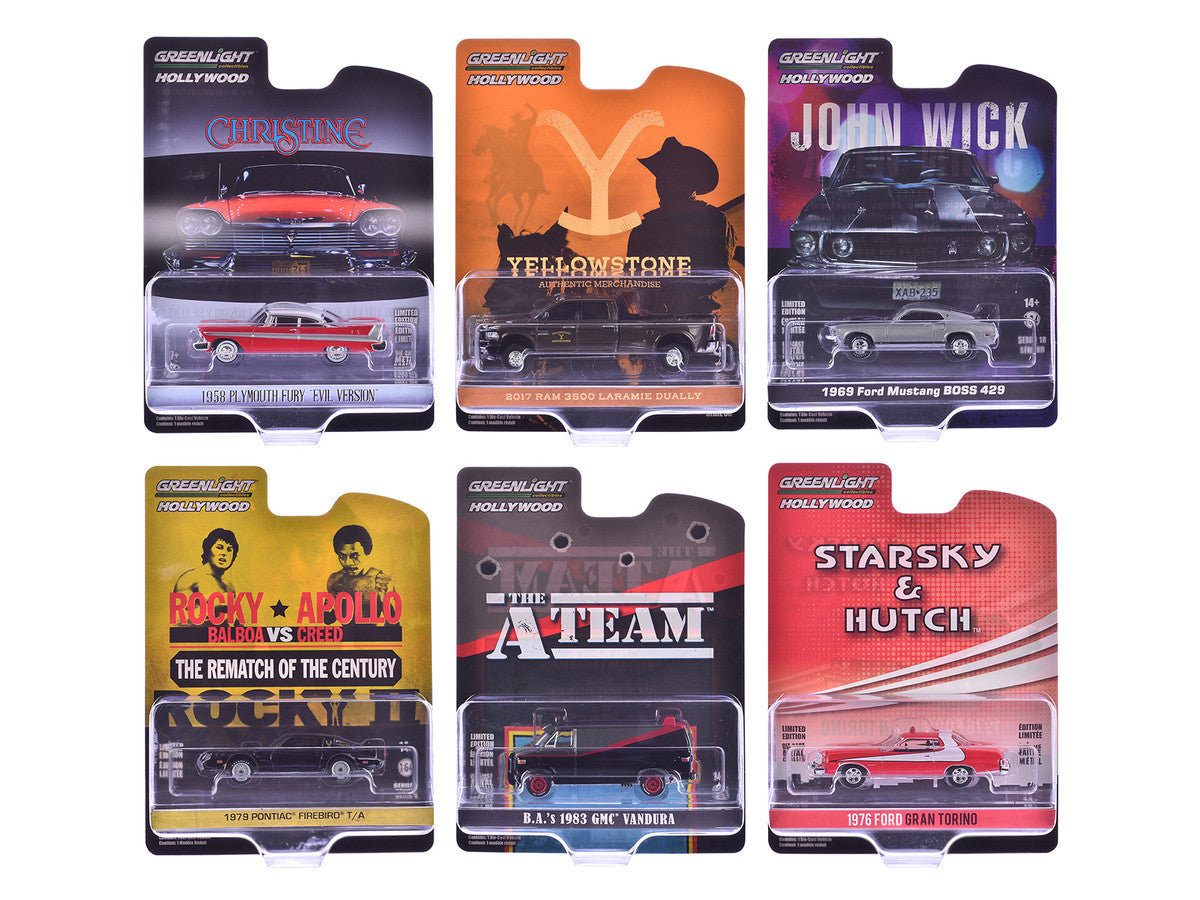 "Hollywood Greatest Hits" (2024) Set of 6 pieces 1/64 Diecast Model Cars by Greenlight LuxuryLifeWay Online Store