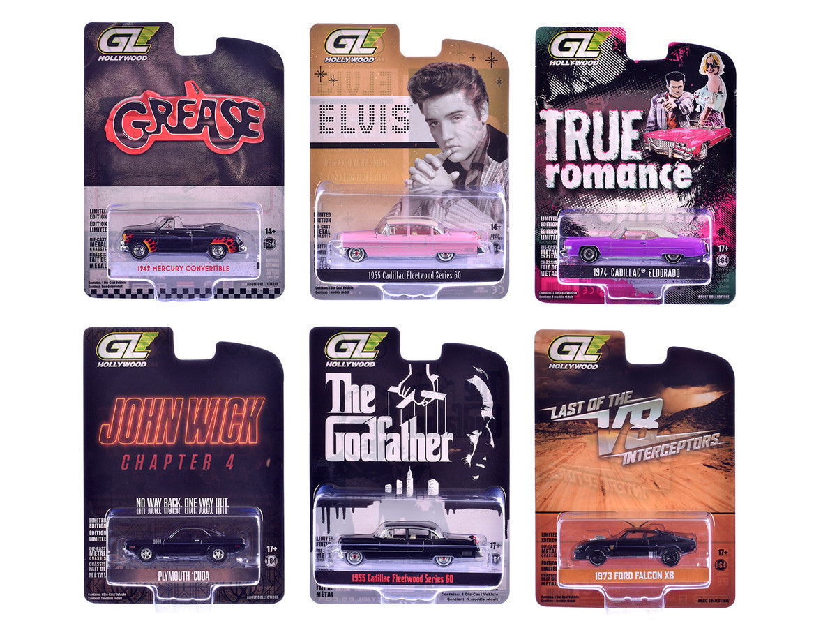 "Hollywood Greatest Hits" (2025) Set of 6 pieces 1/64 Diecast Model Cars by Greenlight LuxuryLifeWay Online Store
