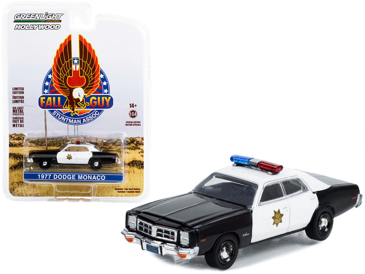 1977 Dodge Monaco Police Black and White "County Sheriff's Department" "Fall Guy Stuntman Association" Hollywood Special Edition 1/64 Diecast Model Car by Greenlight LuxuryLifeWay Online Store