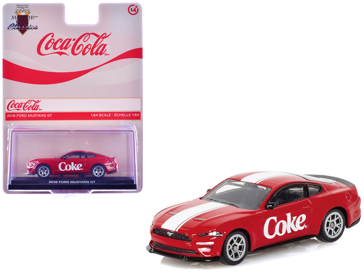 2018 Ford Mustang GT "Coca-Cola" Red with White Stripes 1/64 Diecast Model by Motorcity Classics LuxuryLifeWay Online Store