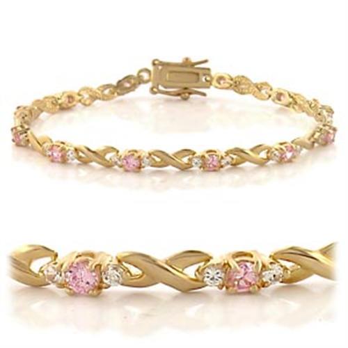 46804 - Gold Brass Bracelet with AAA Grade CZ in Rose LuxuryLifeWay Online Store