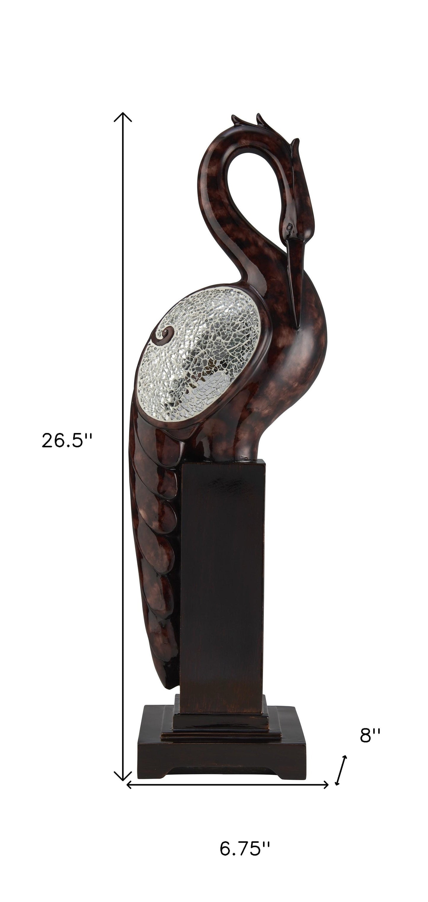 27" Marbleized Cherry Brown Polyresin Crane Figurine Sculpture LuxuryLifeWay Online Store