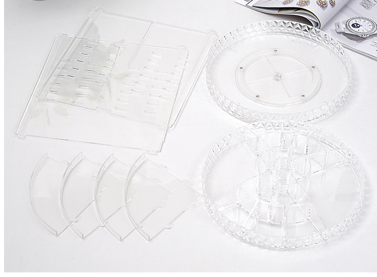 Rotating cosmetic storage box diamond pattern transparent makeup box skin care product display box CJD2