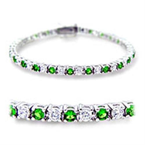 46906 - Rhodium Brass Bracelet with Synthetic Spinel in Emerald LuxuryLifeWay Online Store