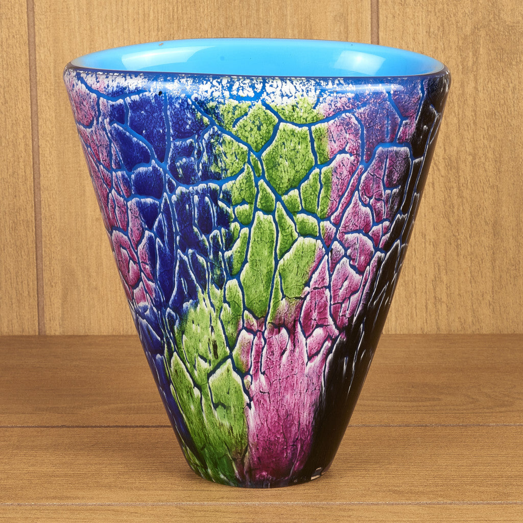 8" Blue and Green Murano Glass Abstract Oval Table Vase LuxuryLifeWay Online Store