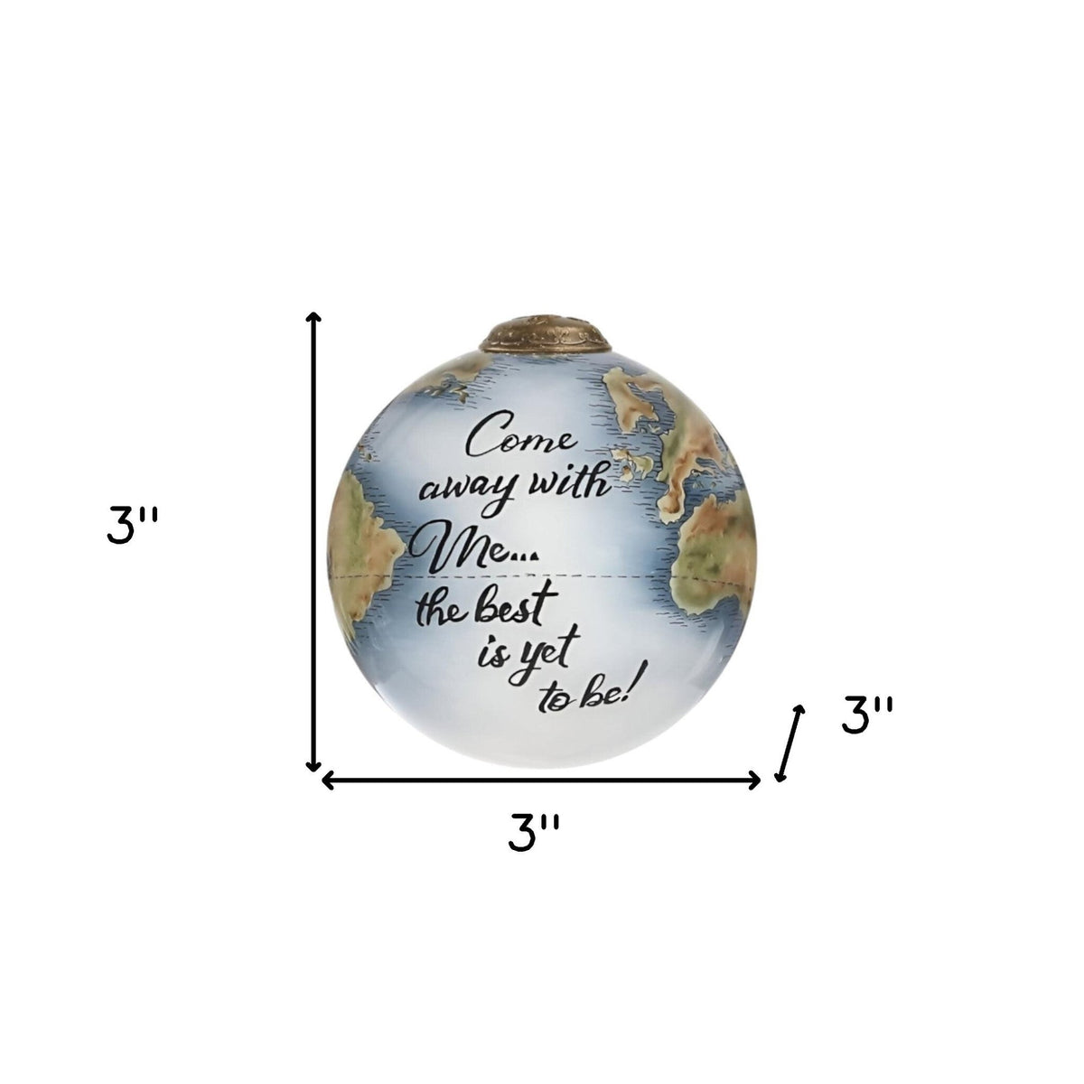 Globe Come Away with Me Hand Painted Mouth Blown Glass Ornament LuxuryLifeWay Online Store