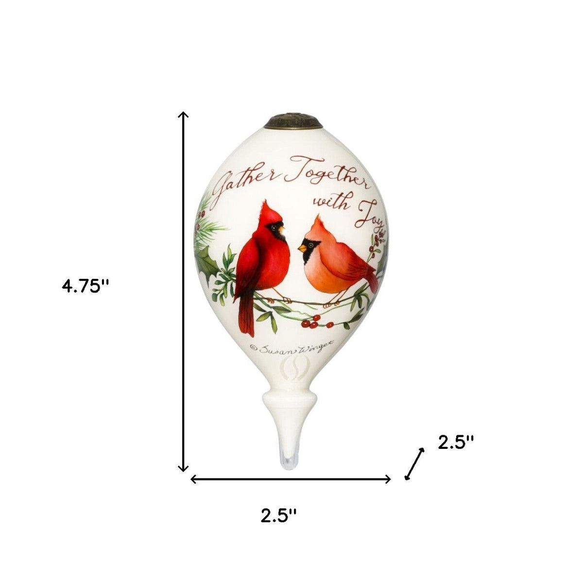 Gather Together With Joy Cardinals Hand Painted Mouth Blown Glass Ornament LuxuryLifeWay Online Store