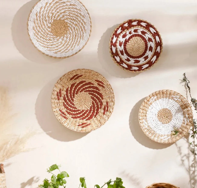 Woven Straw Wall Decor Round Living Room Ornament Wall Hanging PearlNestDecor.com