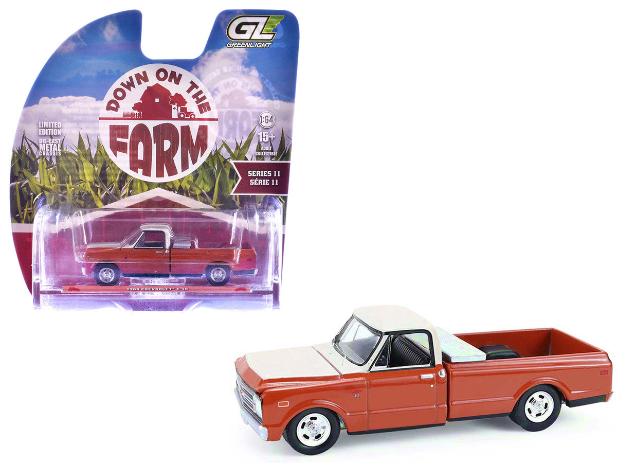 1968 Chevrolet C-10 Pickup Truck with Toolbox Orange and Beige "Down on the Farm" Series 11 1/64 Diecast Model by Greenlight LuxuryLifeWay Online Store