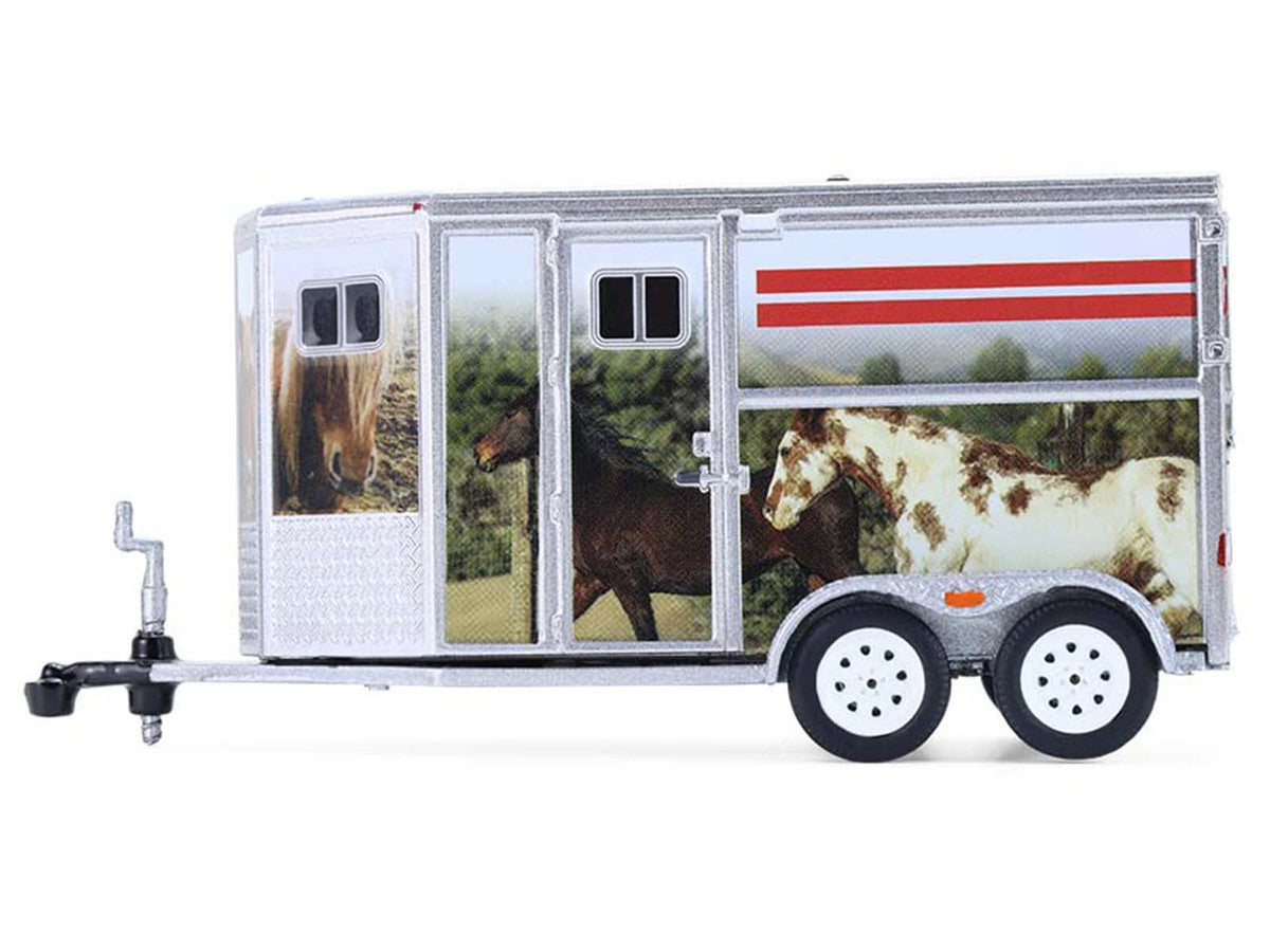 Horse Trailer Silver with Custom Horse Wrap "Down on the Farm" Series 11 1/64 Diecast Model by Greenlight LuxuryLifeWay Online Store