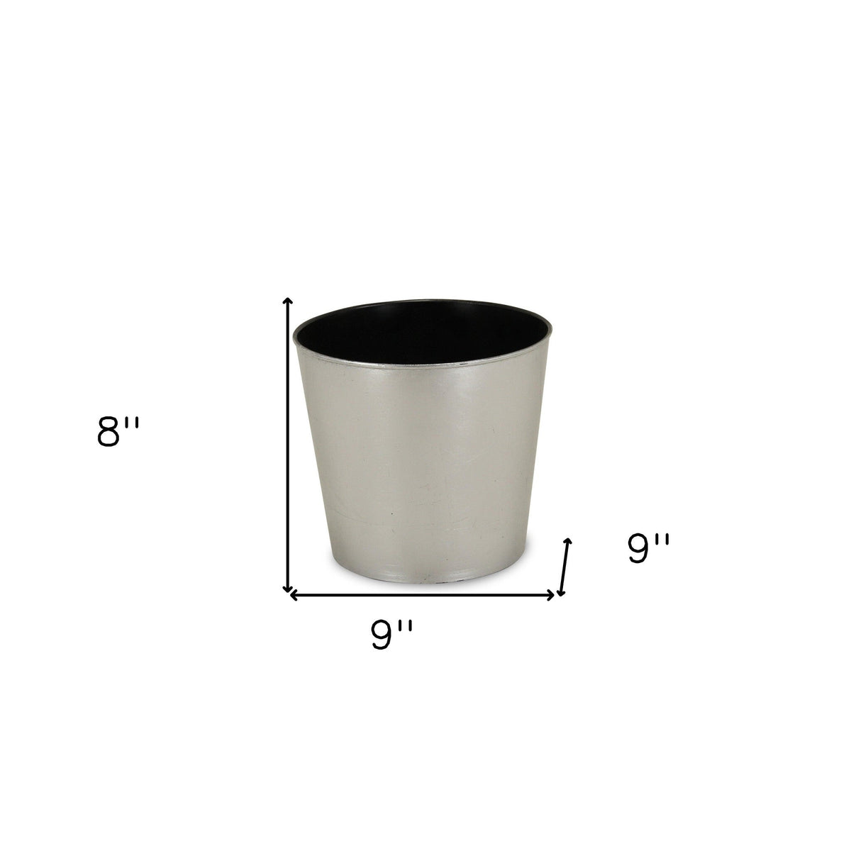 9" Silver Recycled Plastic Indoor Outdoor Round Pot Planter LuxuryLifeWay Online Store