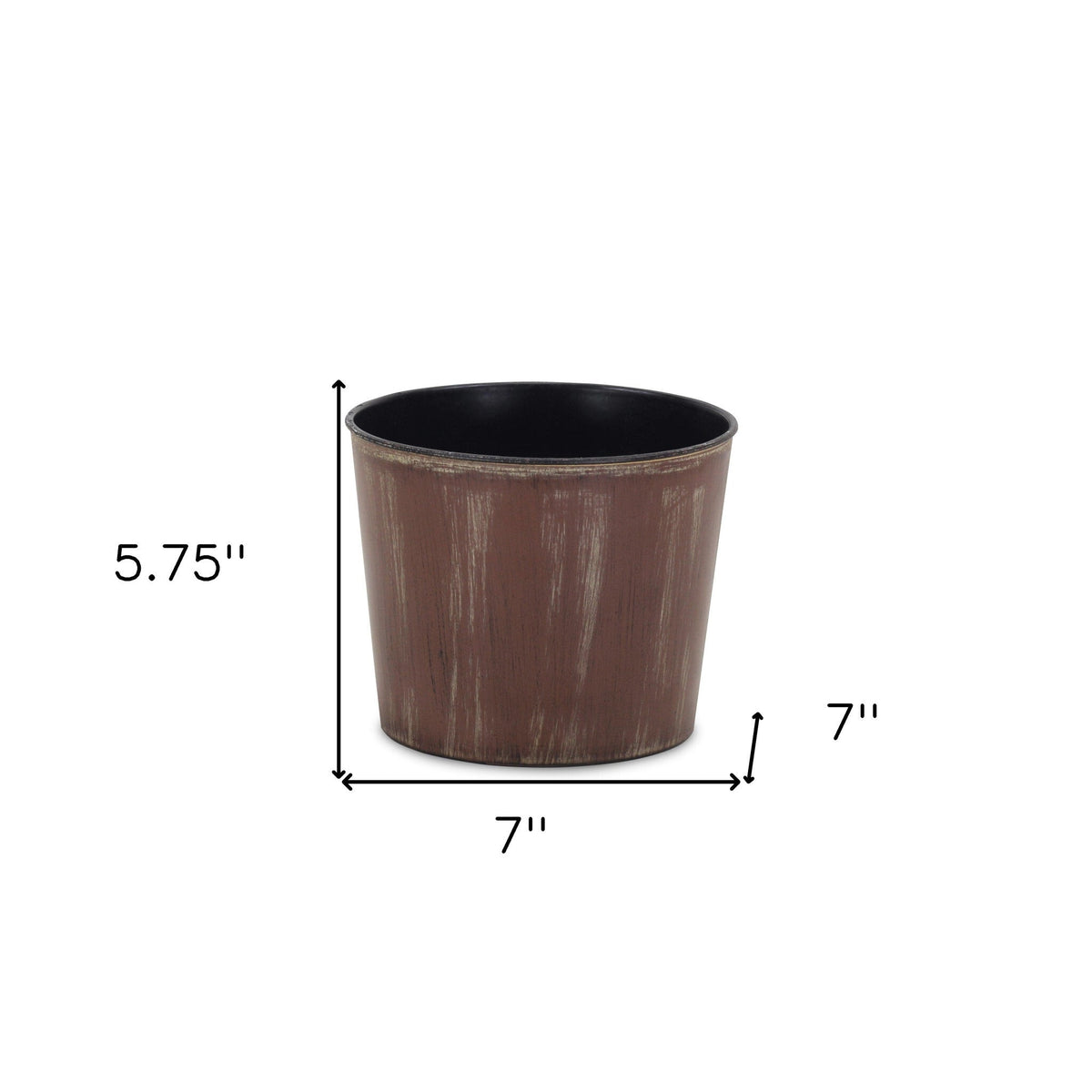 7" Brown and Ivory Textural Tone On Tone Recycled Plastic Indoor Outdoor Round Pot Planter LuxuryLifeWay Online Store