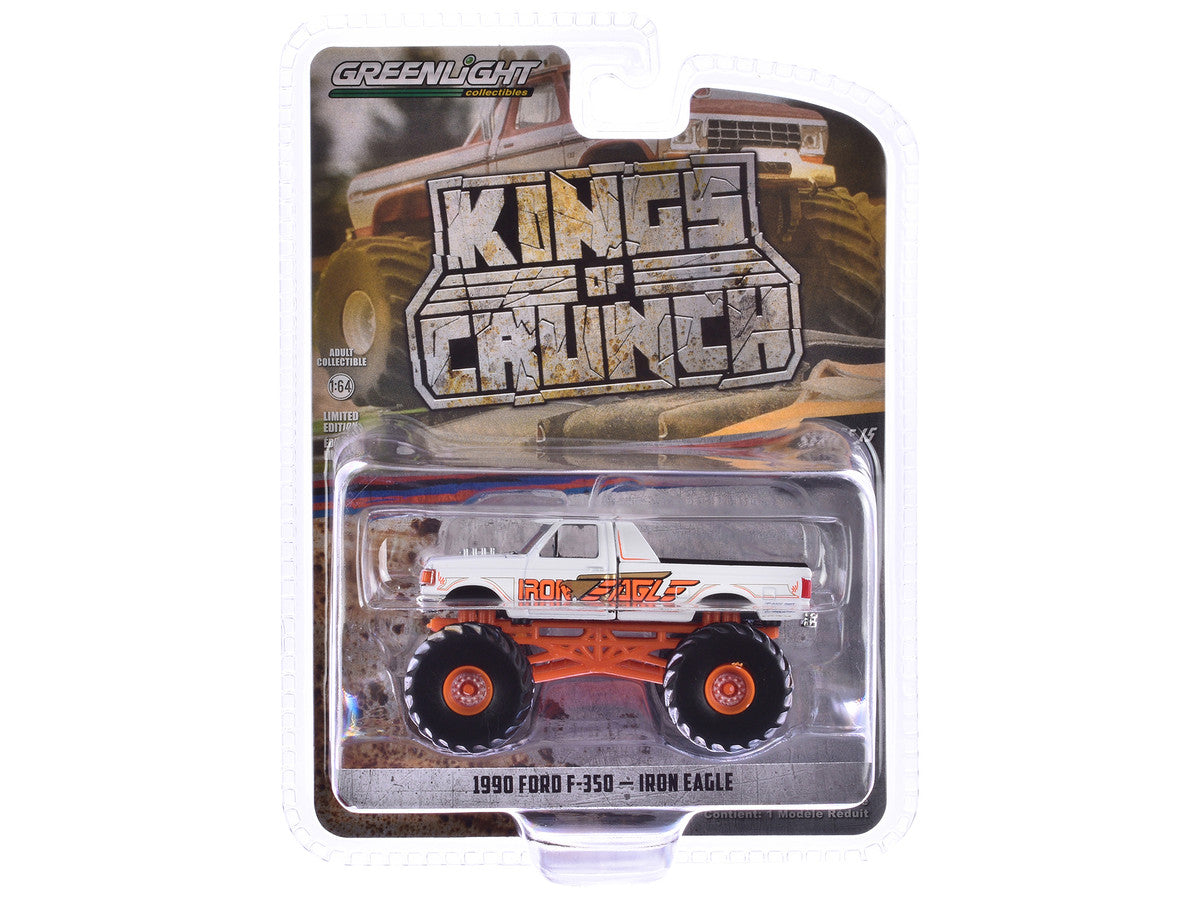 1990 Ford F-350 Monster Truck White "Iron Eagle" "Kings of Crunch" Series 15 1/64 Diecast Model Car by Greenlight LuxuryLifeWay Online Store