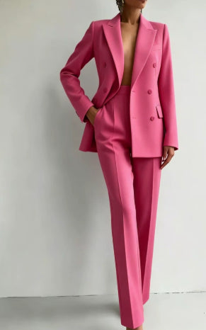 Casual Suits Fashion Long Sleeve Single-breasted Jacket Top And Slim Fit Trousers Women's Business Suits NorixaFashion.com