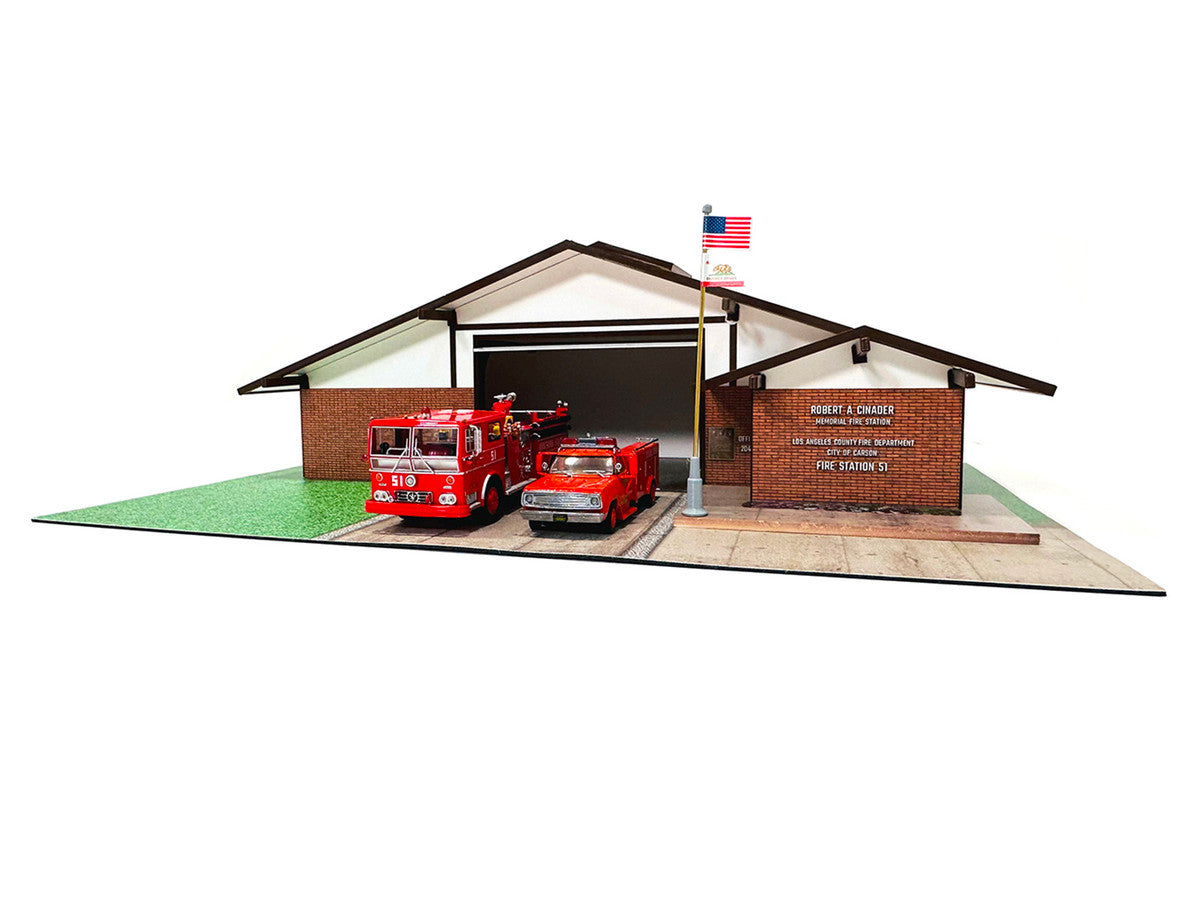 Los Angeles County Fire Department Fire Station 51 Diorama EZ Assembly Kit "Emergency!" Series 1/50 Model by Iconic Replicas LuxuryLifeWay Online Store