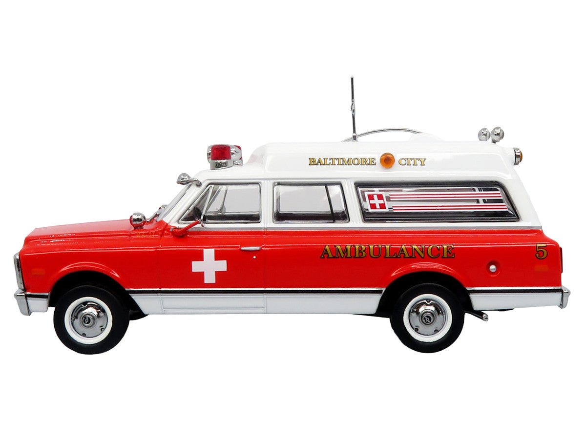 1969 Chevrolet C-10 Ambulance "Baltimore City Fire Department" White and Red "5 Alarm" Series Limited Edition 1/50 Diecast Model by Iconic Replicas LuxuryLifeWay Online Store