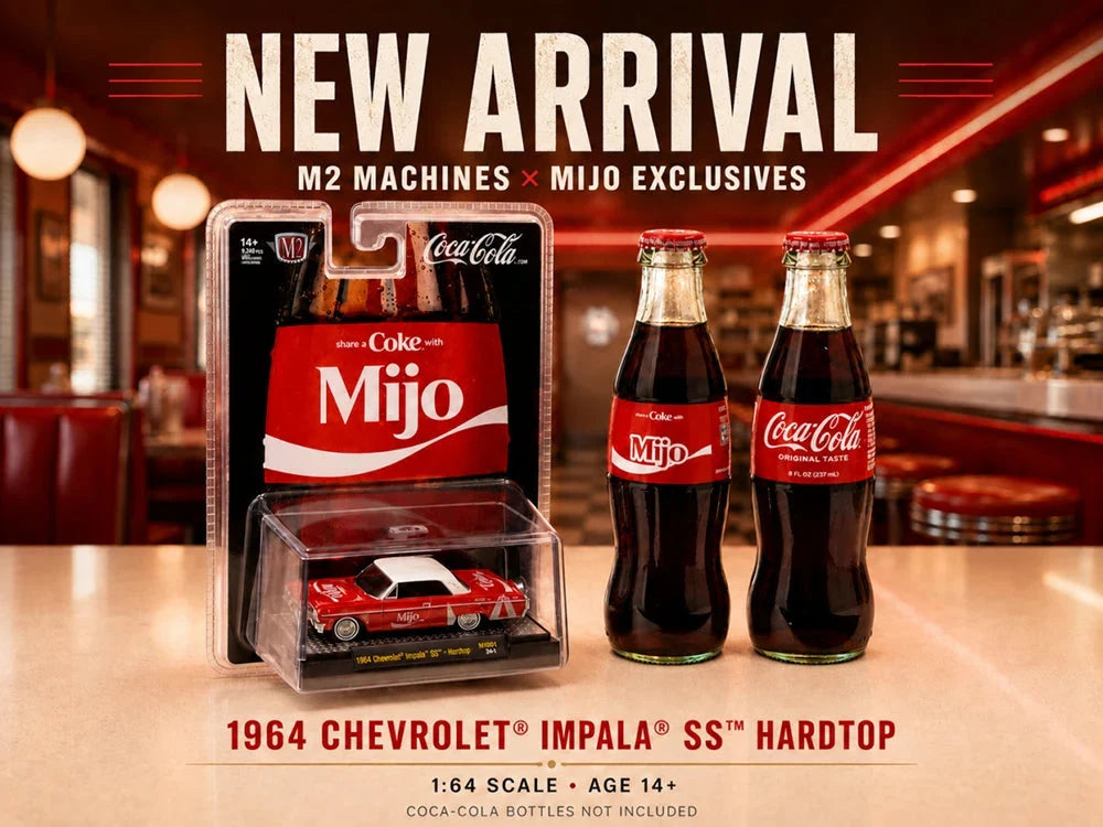 1964 Chevrolet Impala SS Lowrider "Coca Cola" Red with White Top and Graphics Limited Edition to 9340 pieces Worldwide 1/64 Diecast Model Car by M2 Machines LuxuryLifeWay Online Store