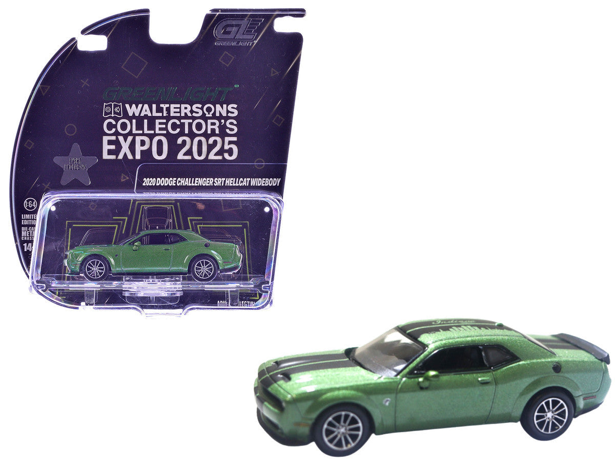 2020 Dodge Challenger SRT Hellcat Widebody F8 Green Metallic with Black Indiana Stripes "2025 Greenlight Waltersons Collector's Expo Exclusive" 1/64 Diecast Model Car by Greenlight LuxuryLifeWay Online Store