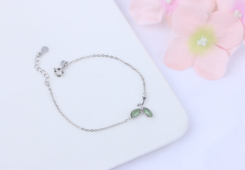 S925 Sterling Silver Leaf Bracelet LadyShow.Store