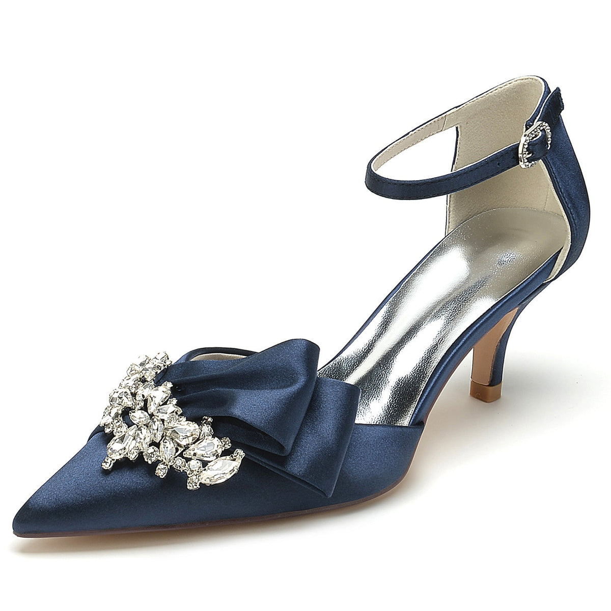Wedding Bride Mid And Low Heel Pointed Toe Rhinestone High Heels LuxuryLifeWay Online Store