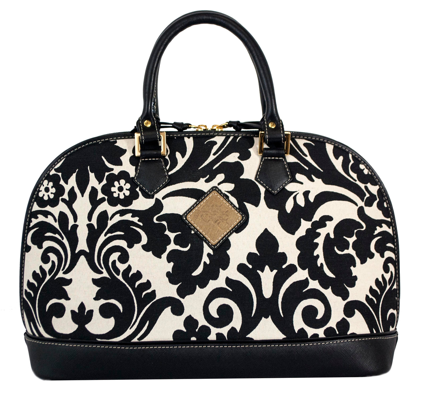 Antonia Leather Handbag- Black & White Print LadyShow.Store