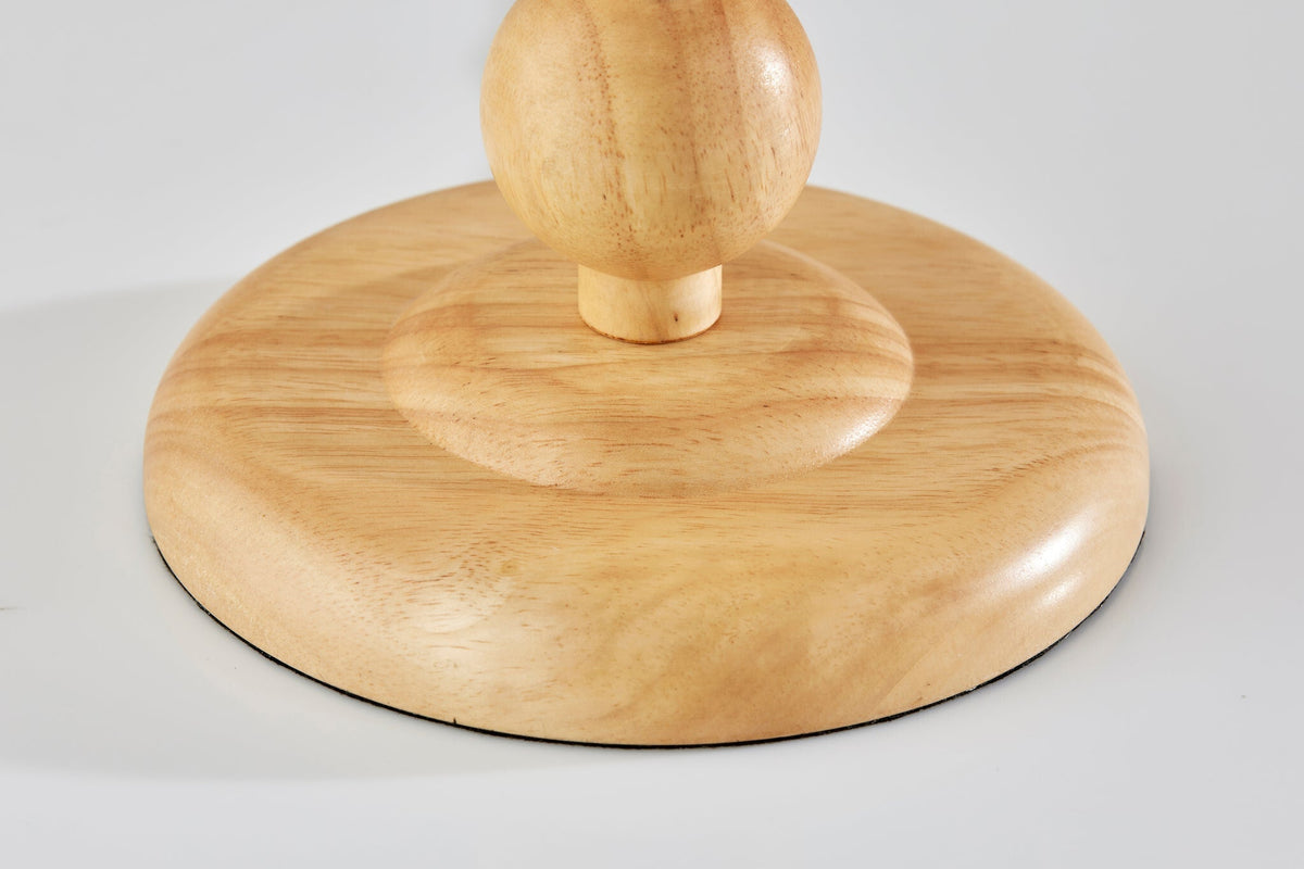 28" Brown Solid Wood Candlestick Table Lamp With Off White Drum Shade LuxuryLifeWay Online Store