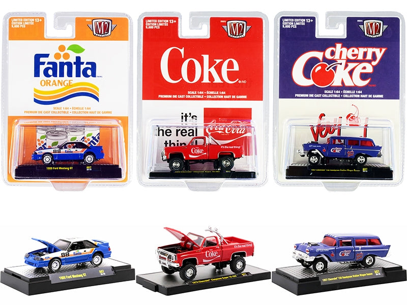 "Coca-Cola & Fanta" Set of 3 pieces Limited Edition to 9600 pieces Worldwide 1/64 Diecast Model Cars by M2 Machines LuxuryLifeWay Online Store