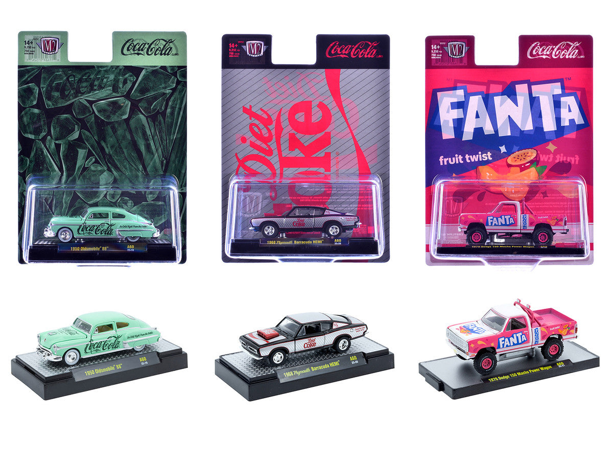 "Sodas" Set of 3 pieces Release 60 Limited Edition to 10000 pieces Worldwide 1/64 Diecast Model Cars by M2 Machines LuxuryLifeWay Online Store