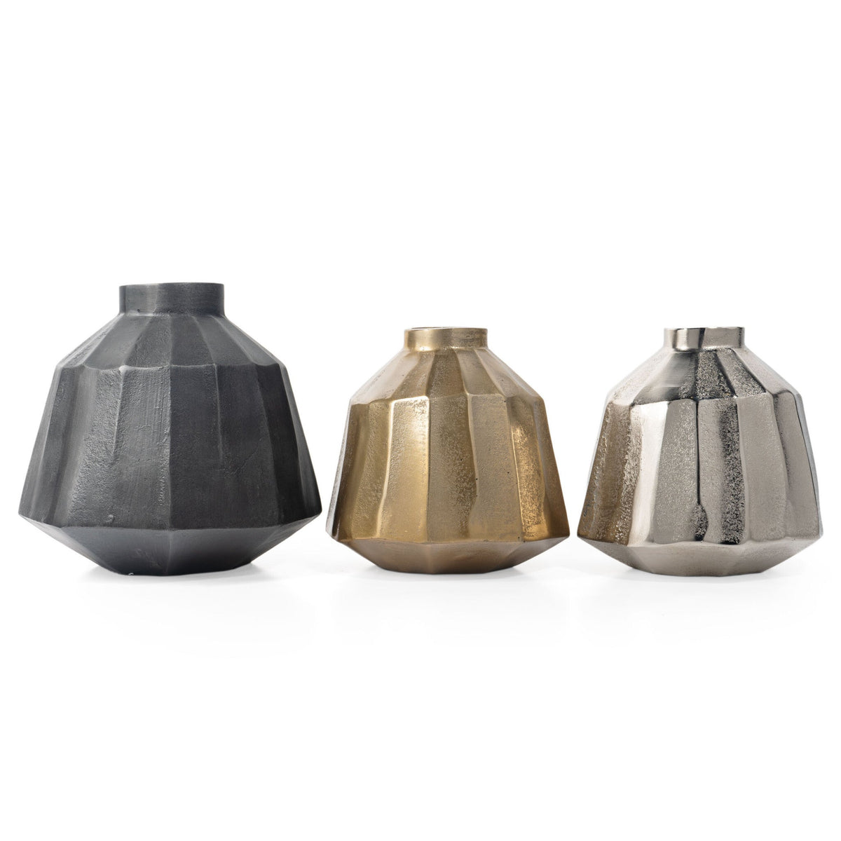 11" Gray Geometric Round Aluminum Table Vase LuxuryLifeWay Online Store