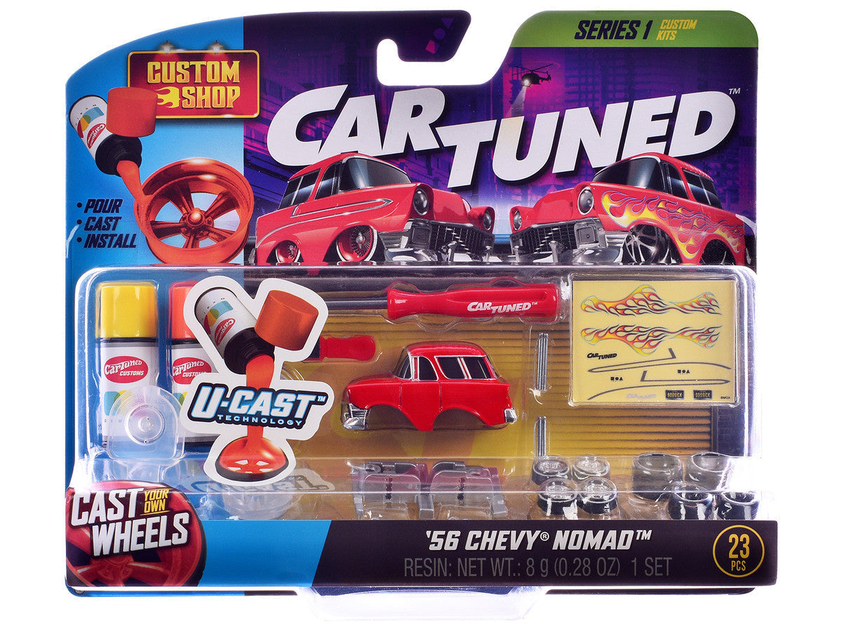 1987 Chevrolet C10 Pickup Truck Orange and 1956 Chevrolet Nomad Red "Custom Shop" 2 Car Set Diecast Model Cars by CarTuned LuxuryLifeWay Online Store
