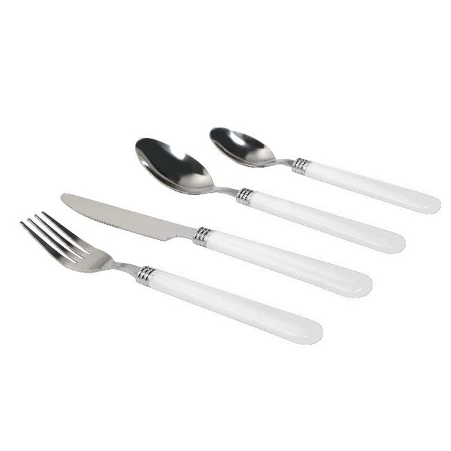 Gibson Sensations II 16 Piece Stainless Steel Flatware Set with White Handles and Chrome Caddy LuxuryLifeWay Online Store