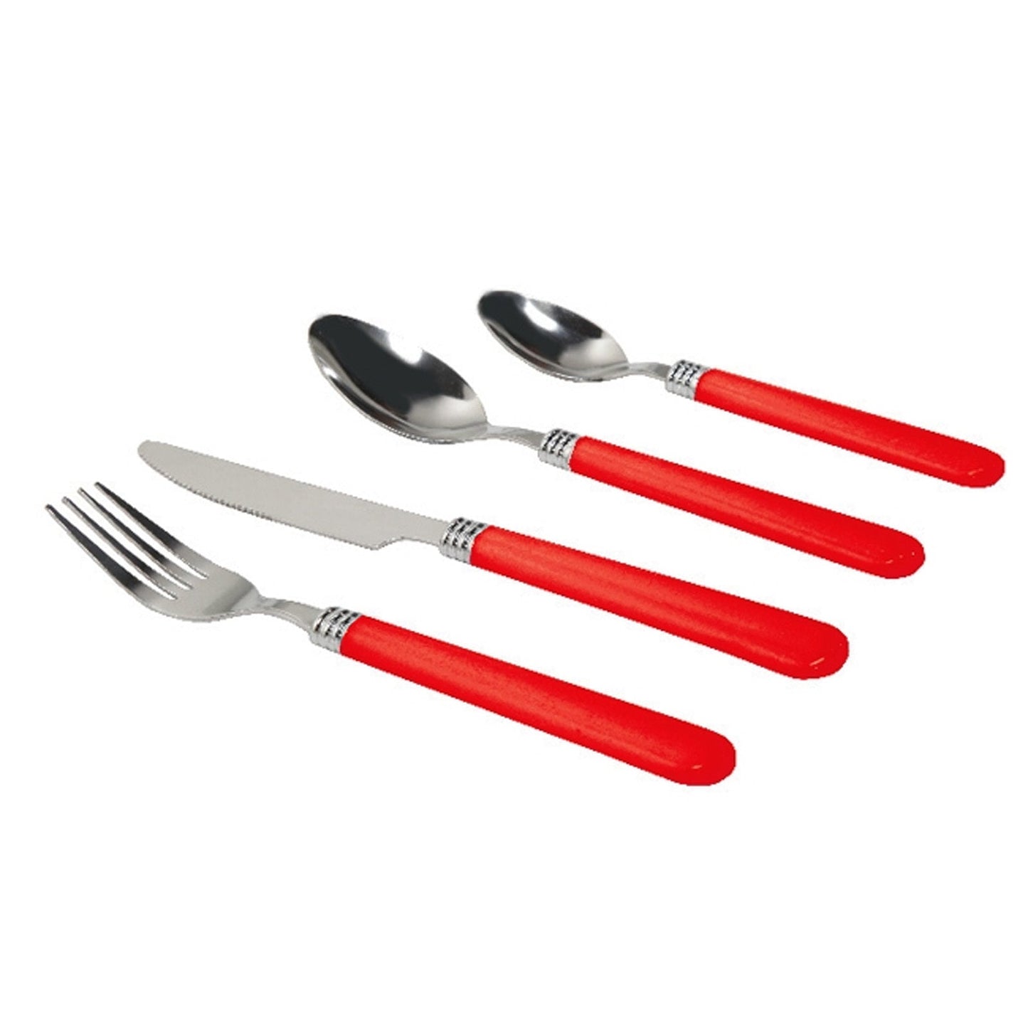 Gibson Sensations II 16 Piece Stainless Steel Flatware Set with Red Handles and Chrome Caddy LuxuryLifeWay Online Store