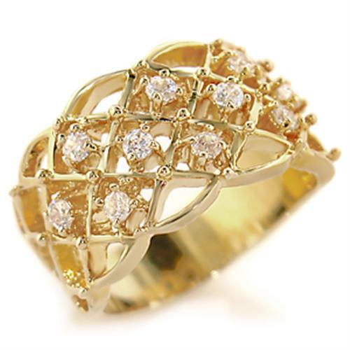 54809 - Gold Brass Ring with AAA Grade CZ in Clear LuxuryLifeWay Online Store