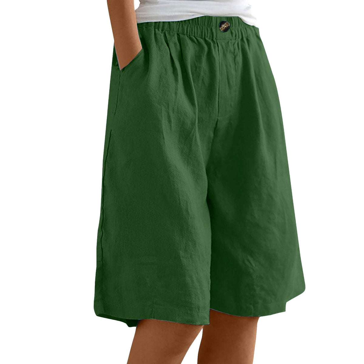 Women's Cotton And Linen Cropped Loose High Waist Shorts NorixaFashion.com