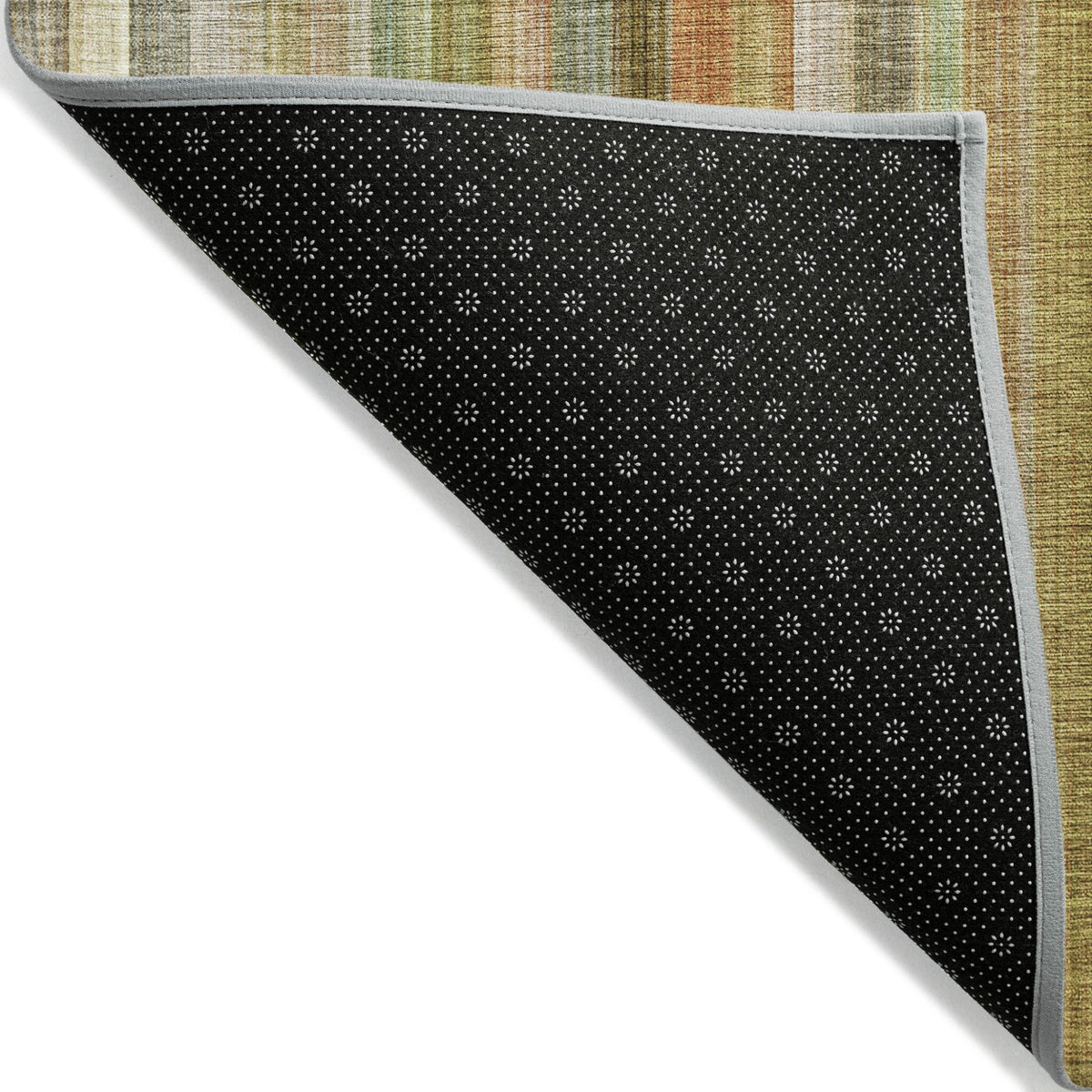 3' X 5' Tan Orange and Green Striped Washable Non Skid Indoor Outdoor Area Rug LuxuryLifeWay Online Store