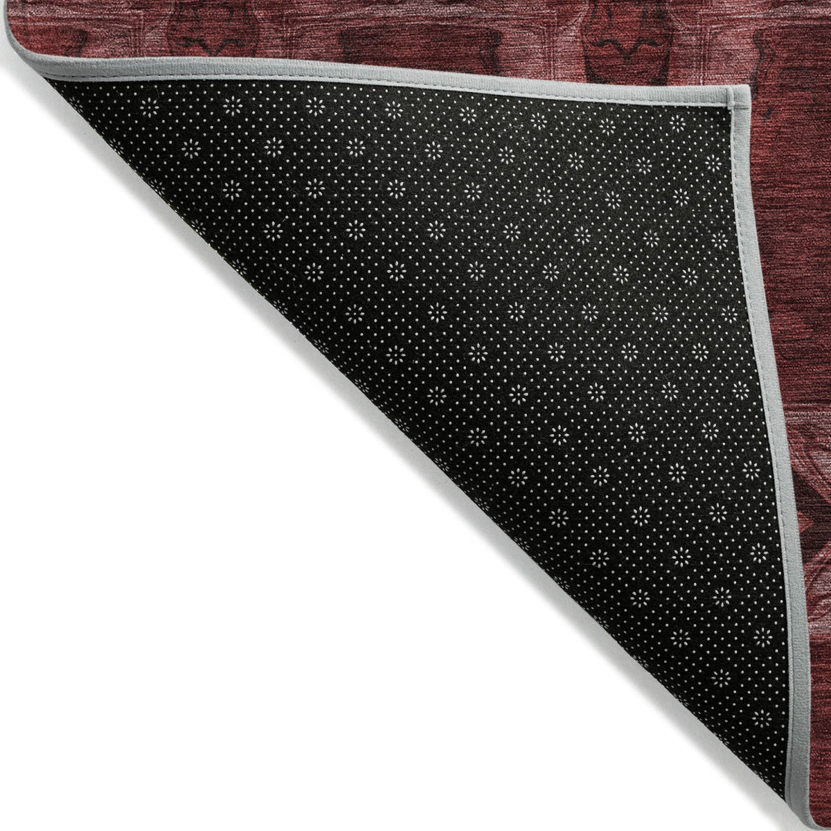 3' X 5' Burgundy and Black Floral Medallion Washable Non Skid Indoor Outdoor Area Rug LuxuryLifeWay Online Store