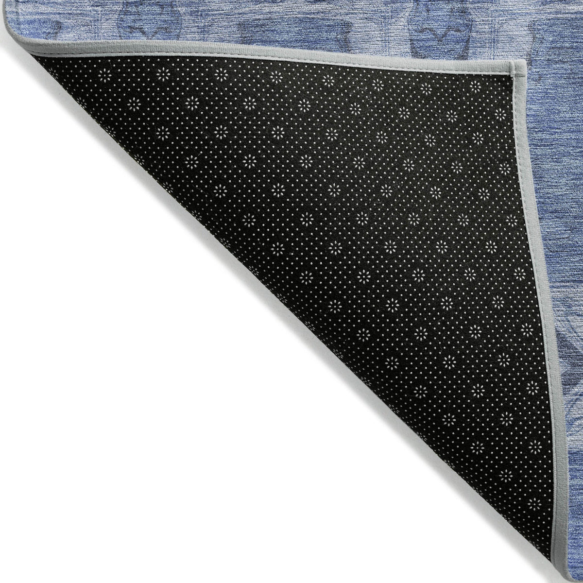 8' Runner Denim Blue and Gray Floral Medallion Washable Non Skid Indoor Outdoor Runner Rug LuxuryLifeWay Online Store