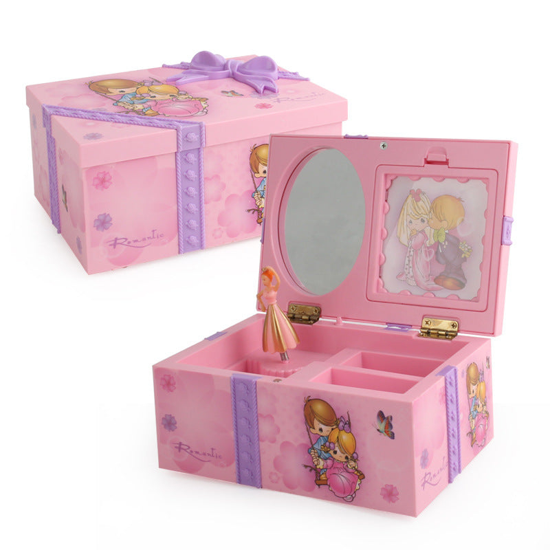 Creative Rotating Ballet Music Box With Makeup Mirror