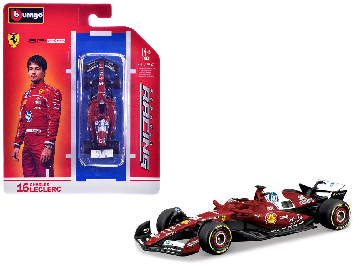 Ferrari SF-25 #16 Charles Leclerc Formula One F1 World Championship (2025) "Formula Racing" Series 1/64 Diecast Model Car by Bburago LuxuryLifeWay Online Store