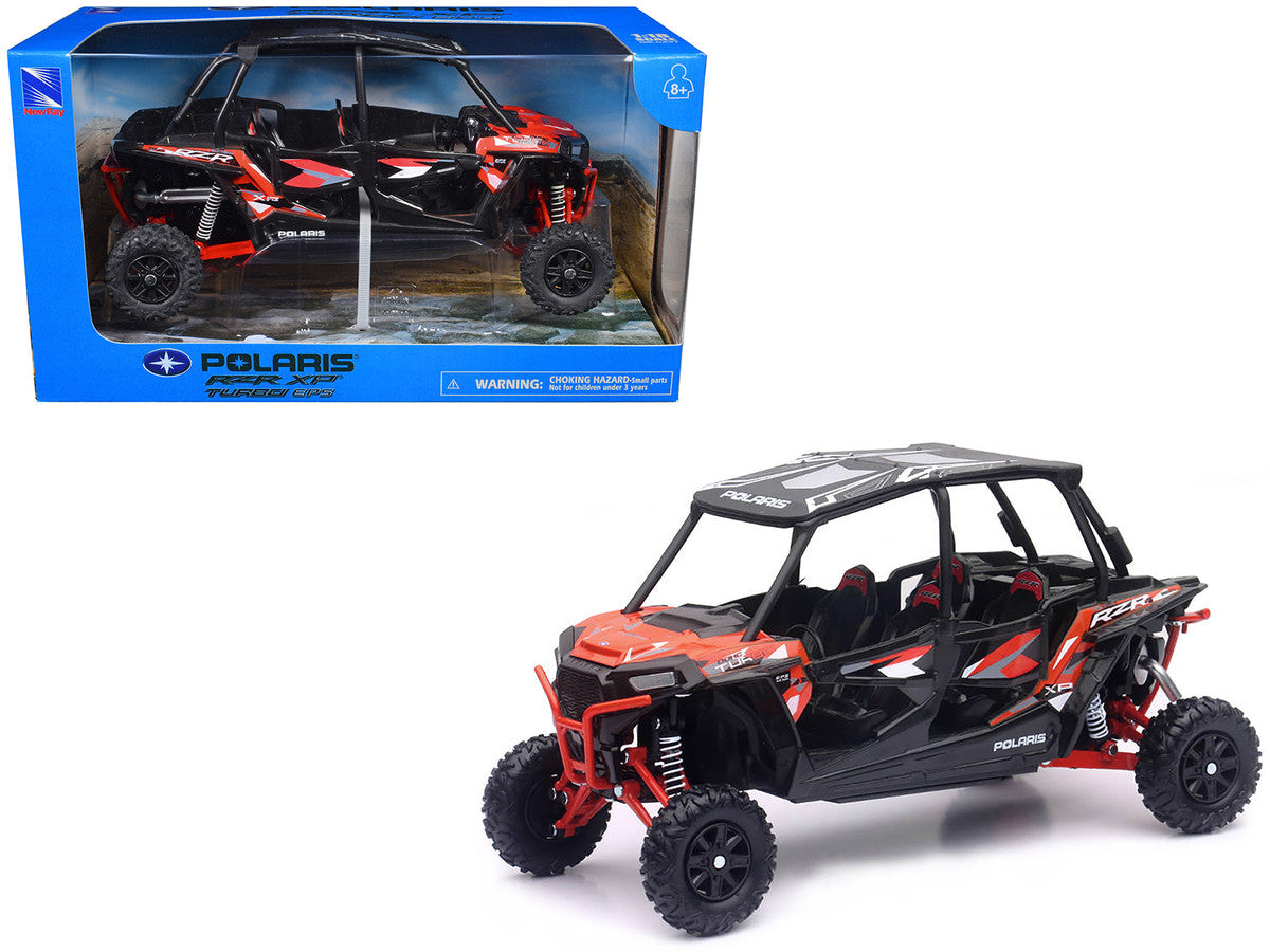 Polaris RZR XP 4 Turbo EPS Sport UTV Spectra Orange with Graphics and Black Top 1/18 Diecast Model by New Ray LuxuryLifeWay Online Store