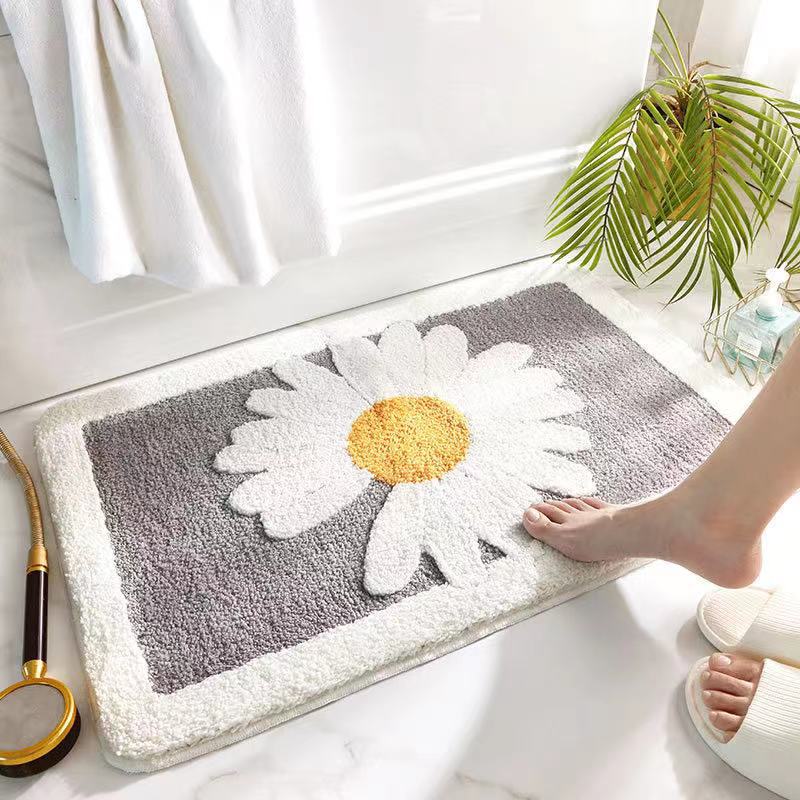 Home Bathroom Small Flower Anti-skid Foot Pad Absorbent Floor Mat
