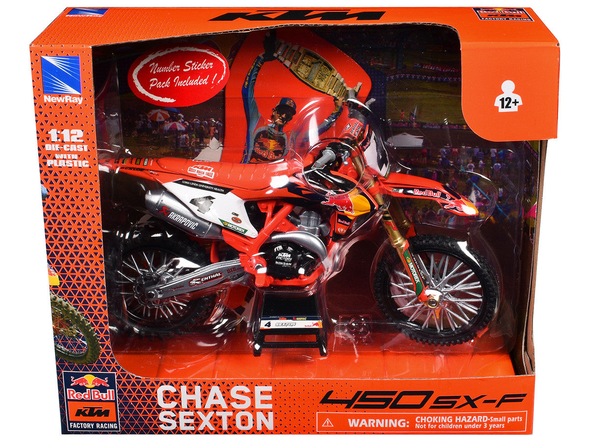 KTM 450 SX-F Motorcycle #4 Chase Sexton "Red Bull KTM Factory Racing" 1/12 Diecast Model by New Ray LuxuryLifeWay Online Store