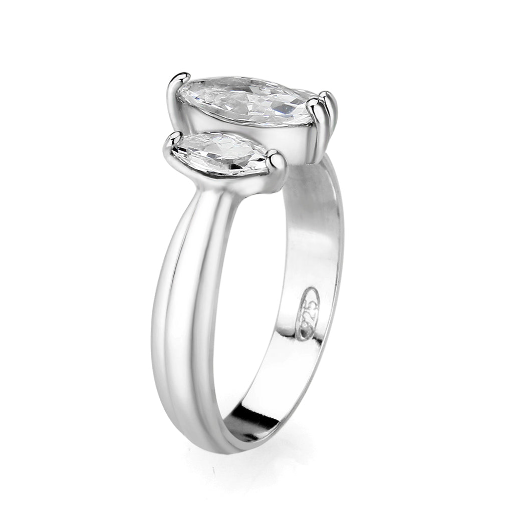 LO5S061- Sterling Silver Ring with CZ In Clear High Polished( NO Plating) LuxuryLifeWay Online Store