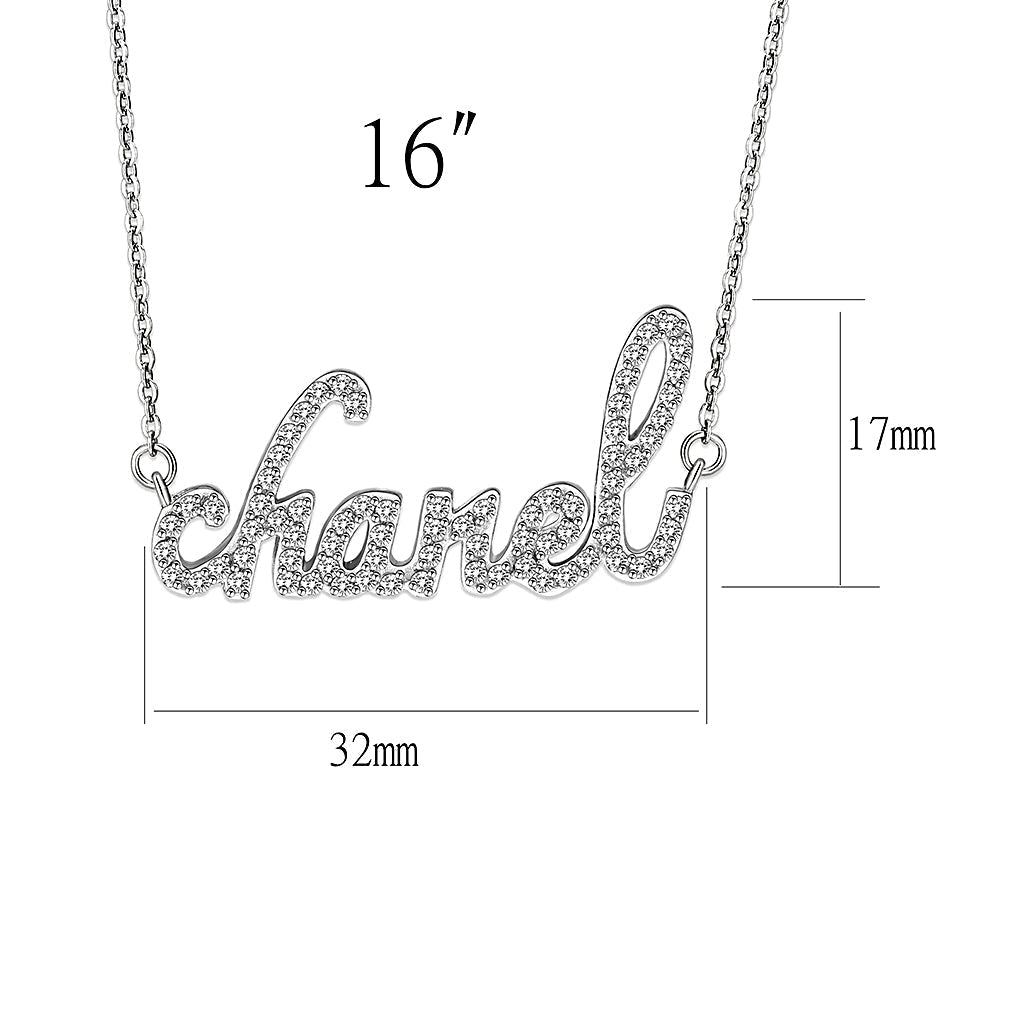 LO5W117- Brass Pendant With 16" Chain with Clear Crystal Glass In Rhodium Plated LuxuryLifeWay Online Store