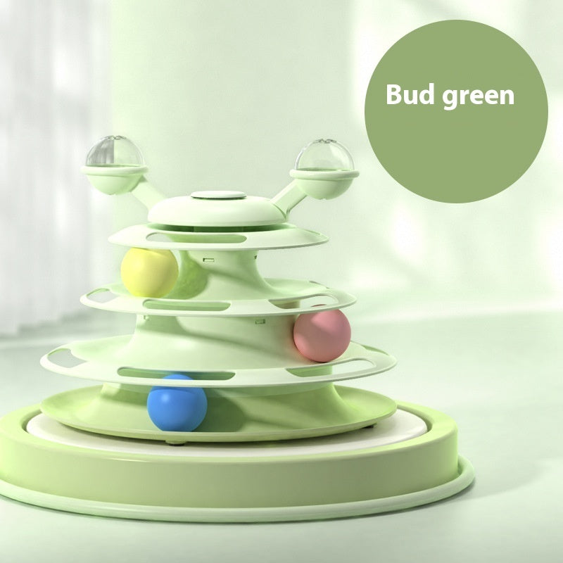 4 Levels Cat Toy Tower Turntable Roller Balls Toys Interactive Intelligence Pets Toys Training Track Puzzle Funny Games Accessories Pet Products Pets Fashion