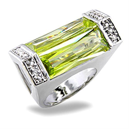 5X006 - Rhodium Brass Ring with Synthetic Spinel in Peridot LuxuryLifeWay Online Store