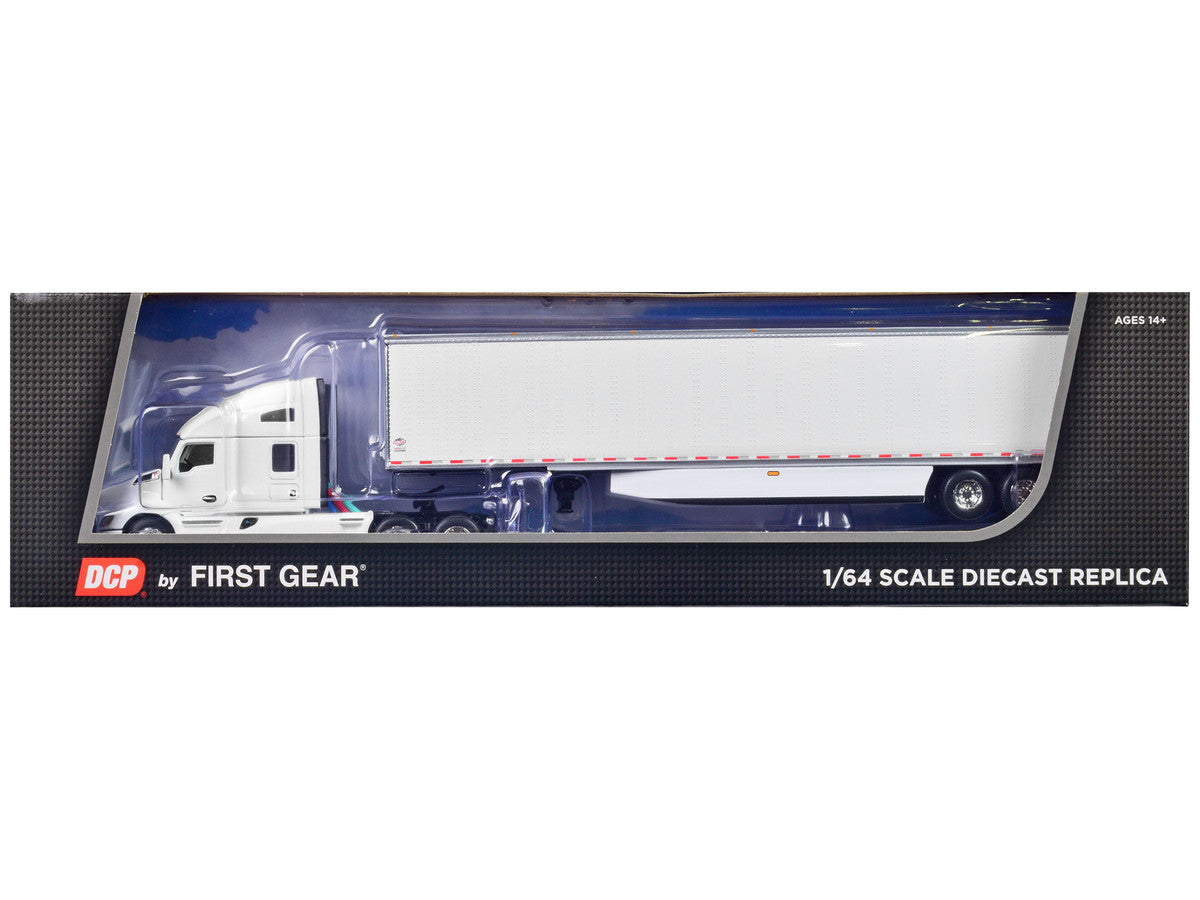 Kenworth T680 with 76" High Roof Sleeper and 53' Smooth Sided Dry Goods Trailer White 1/64 Diecast Model by DCP/First Gear LuxuryLifeWay Online Store